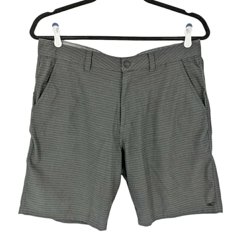 O' Neill Shorts Mens 38 Polyester Viscose Stretch Striped  Black Gray Chino